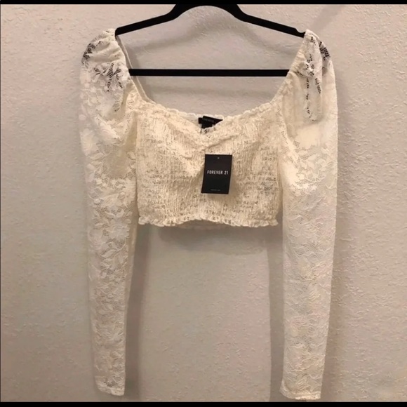 Forever 21 White Lace Crop Top - Picture 1 of 5